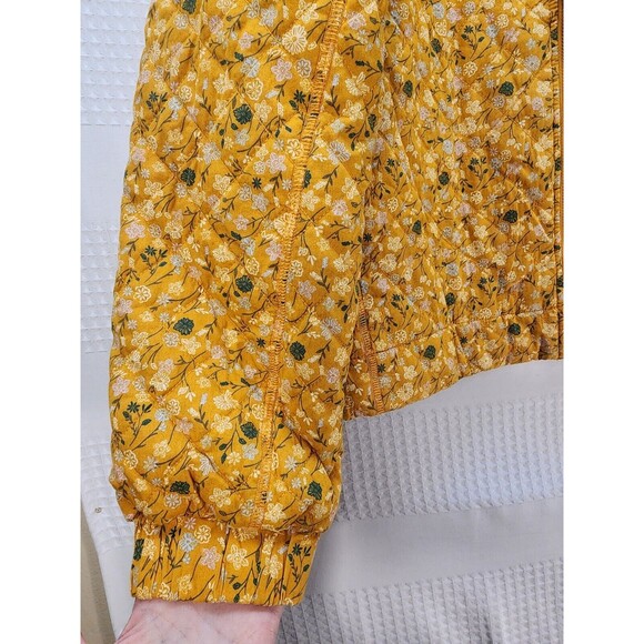 Sonoma Women's Jacket Sz Large 100% Cotton Quilted in Gold Floral Print - Picture 5 of 10